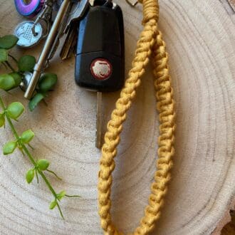 Wristlet keychain, handmade using recycled cotton