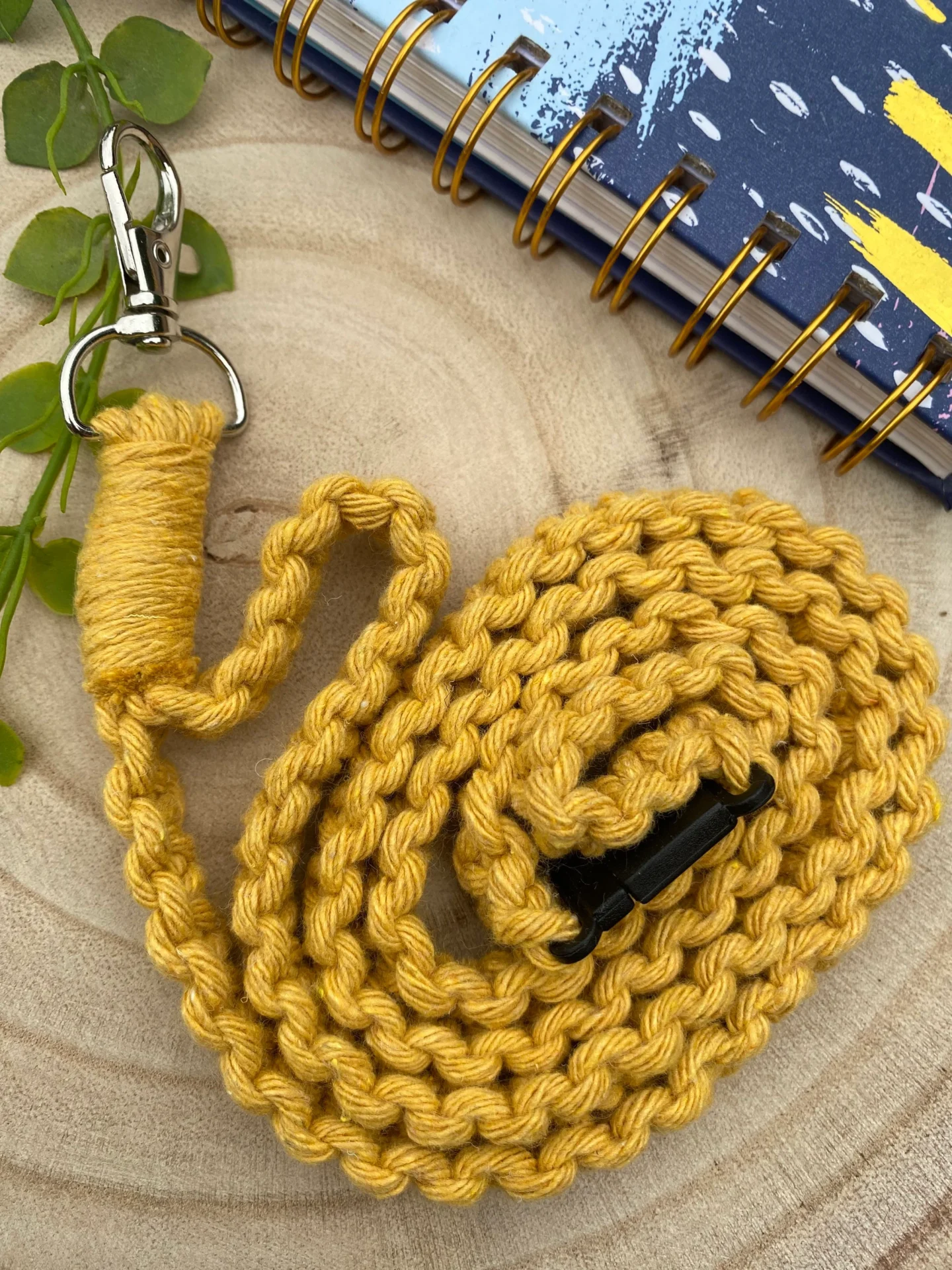 macrame lanyard made with recycled cotton