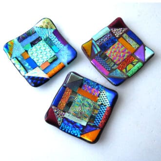 treasure trinket fused dish dichroic handmade ooak