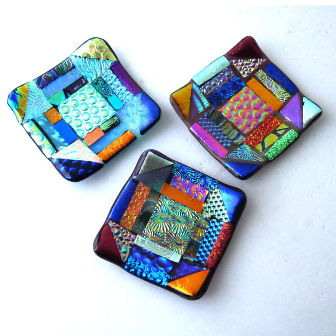 treasure trinket fused dish dichroic handmade ooak