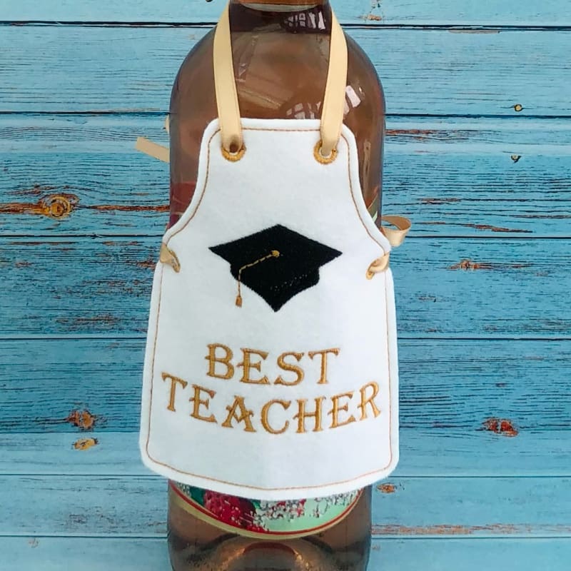 Best Teacher Bottle Apron Closeup