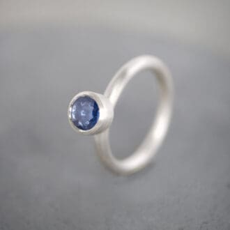 Blue sapphire and sterling silver goblet ring