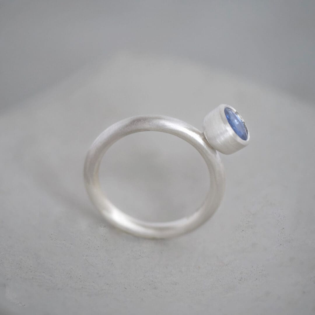 Blue sapphire and sterling silver goblet ring