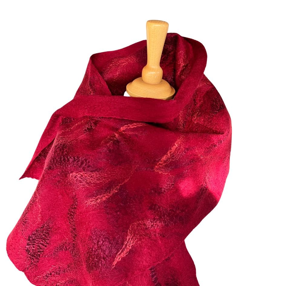 Christmas-Red-Handmade-Felt-Wool-and-Silk-Scarf