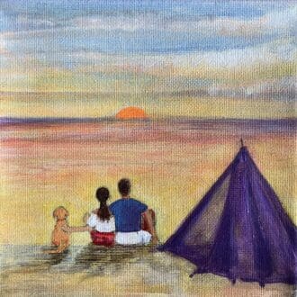 Couple-With-Dog- Sunset-Painting