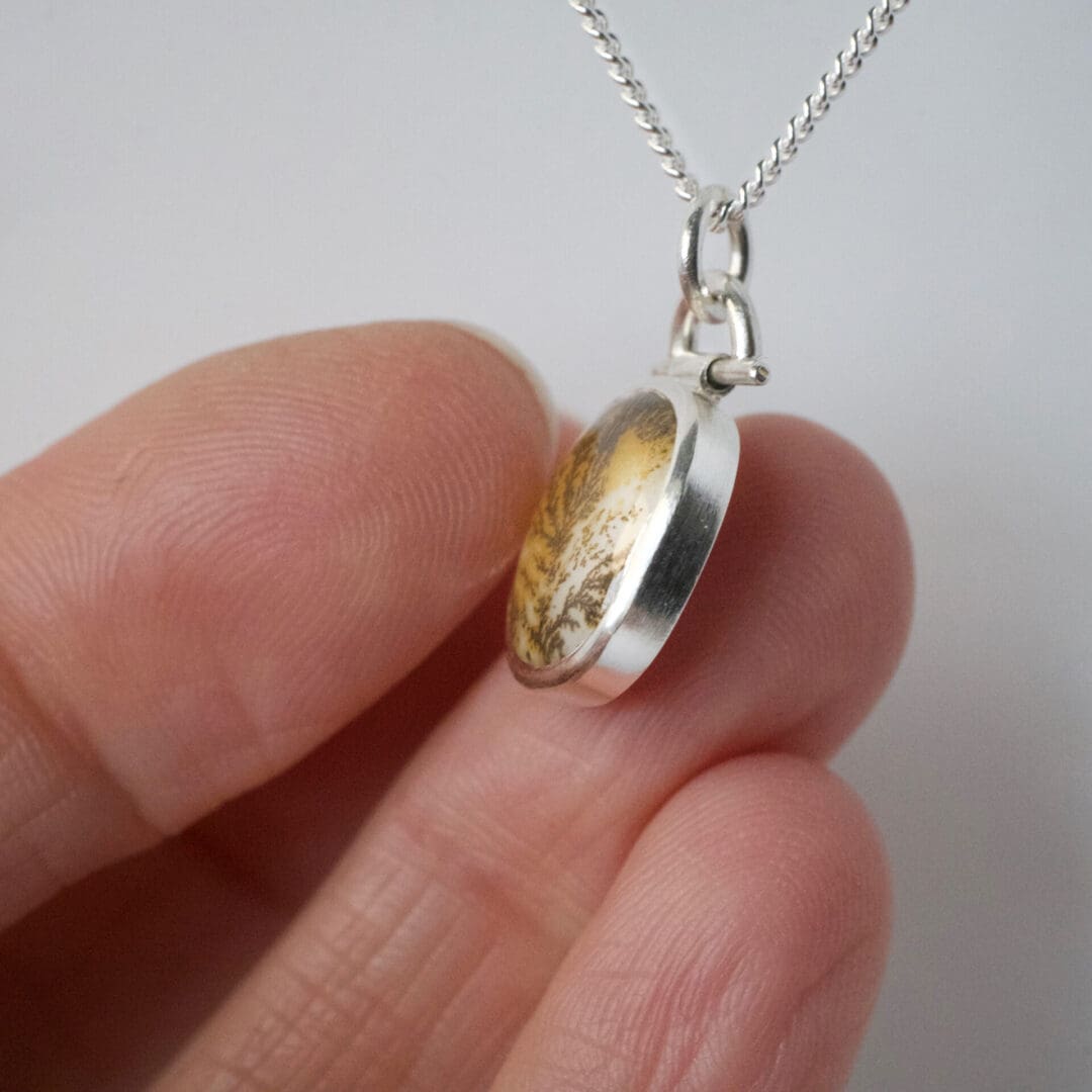 Dendritic agate Autumn Pendant, side