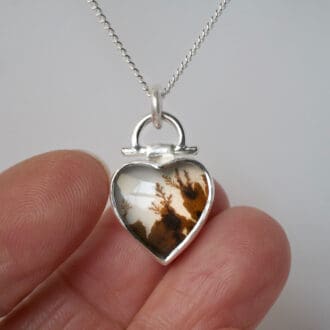 Dendritic agate heart pendant