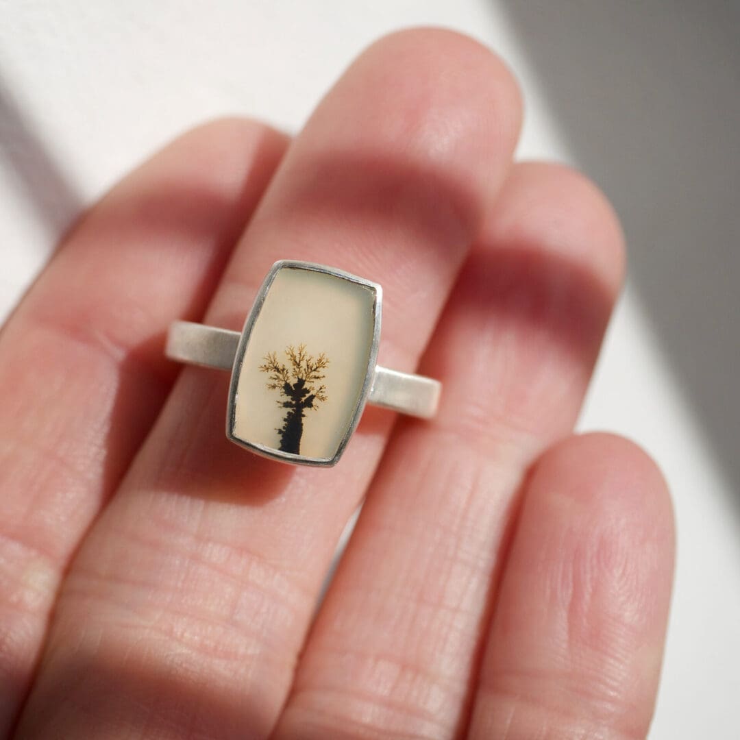 Dendritic Agate and sterling silver ring