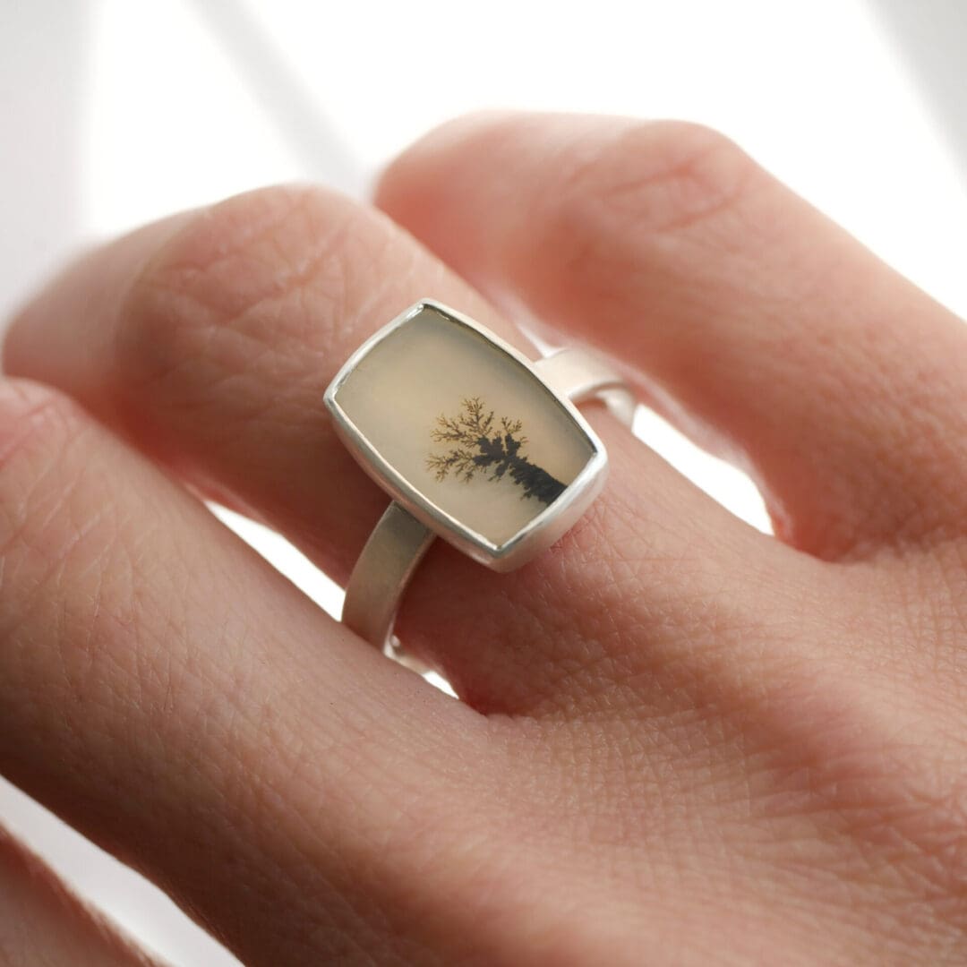 Dendritic Agate and sterling silver ring