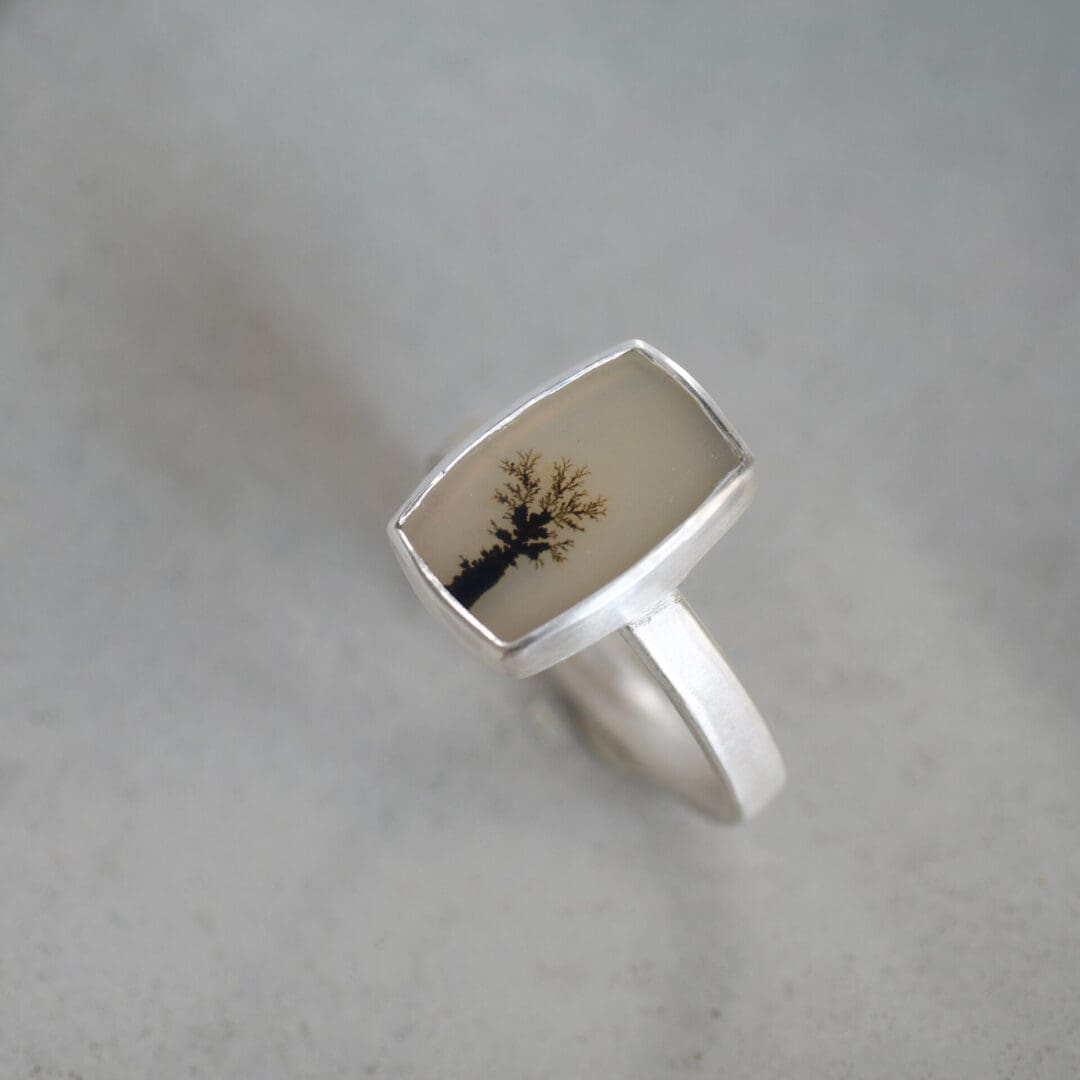 Dendritic Agate and sterling silver ring