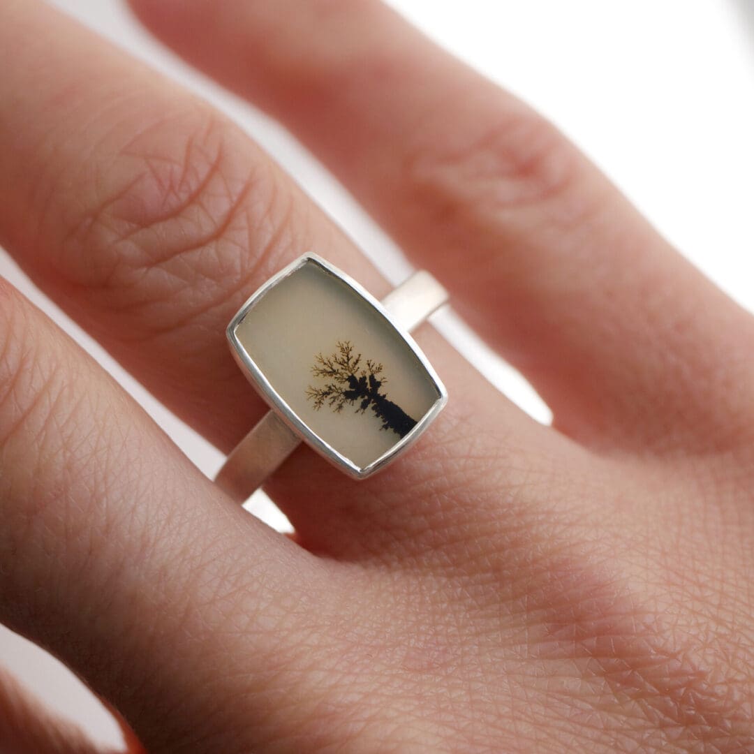 Dendritic Agate and sterling silver ring