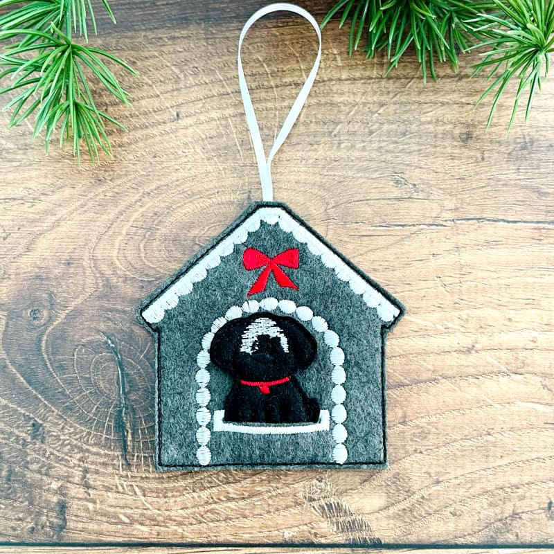 Dog In A Kennel Hanging Decoration Black Dog