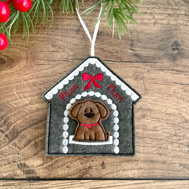 Dog In A Kennel Hanging Decoration Brown Dog Plum