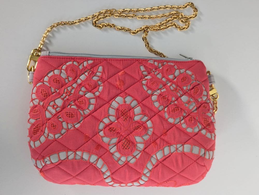 Lightweight embroidered crossbody clutch