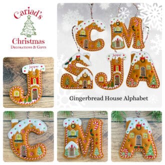 Gingerbread Alphabet Houses Hanging Decorations