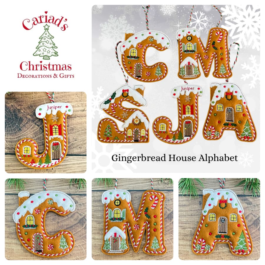 Gingerbread Alphabet Houses Hanging Decorations