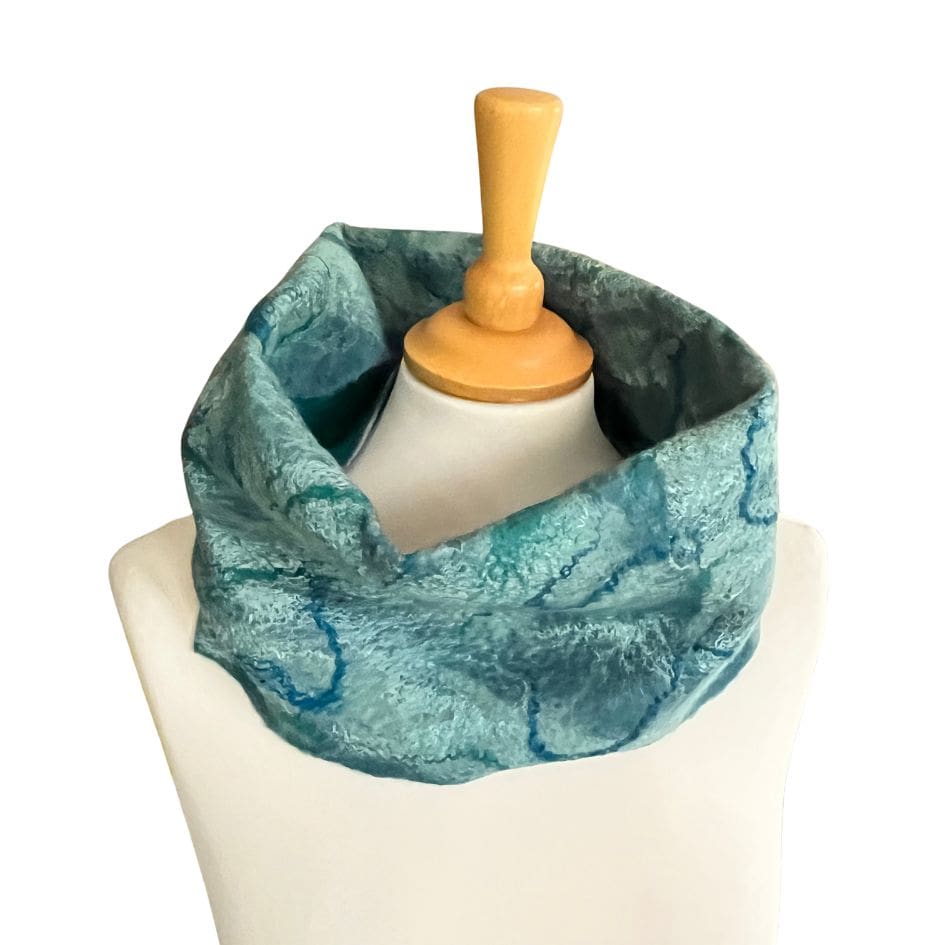 Turquoise-Handmade-Nuno-Felt-Cowl