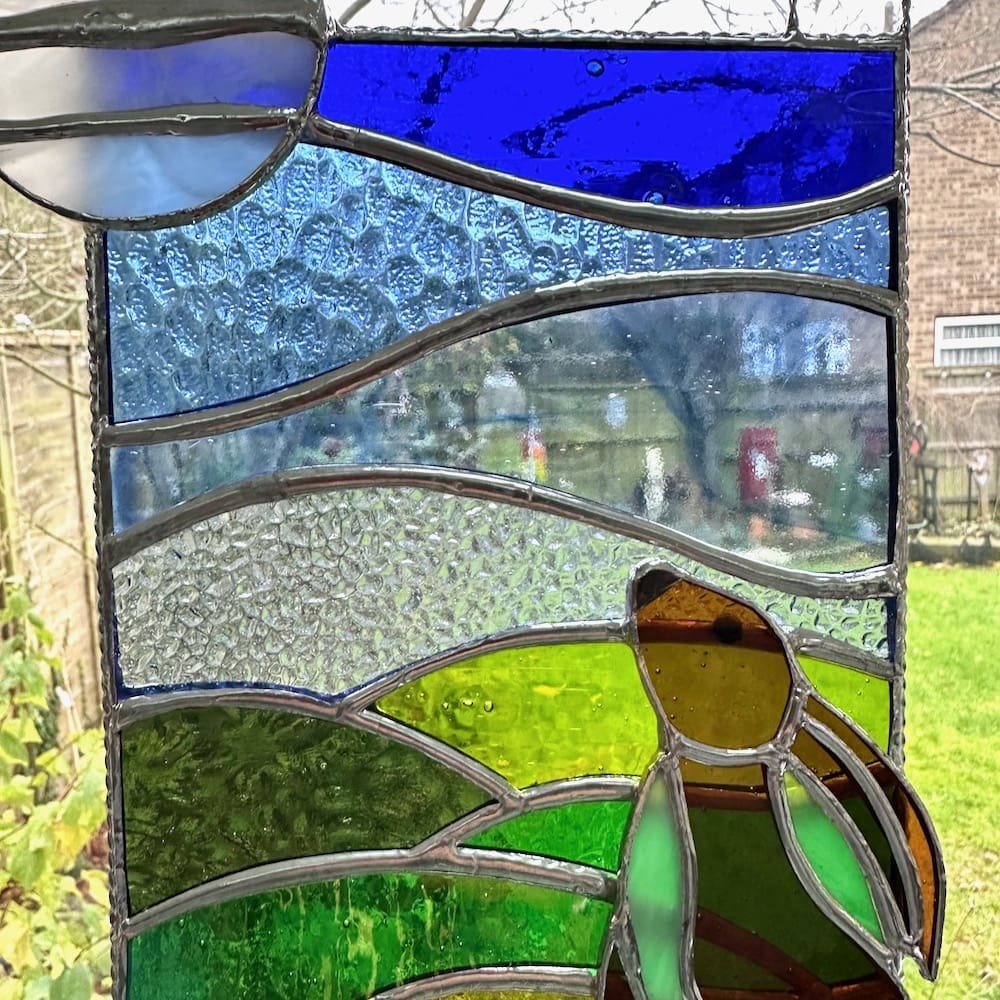 Stained glass hare panel