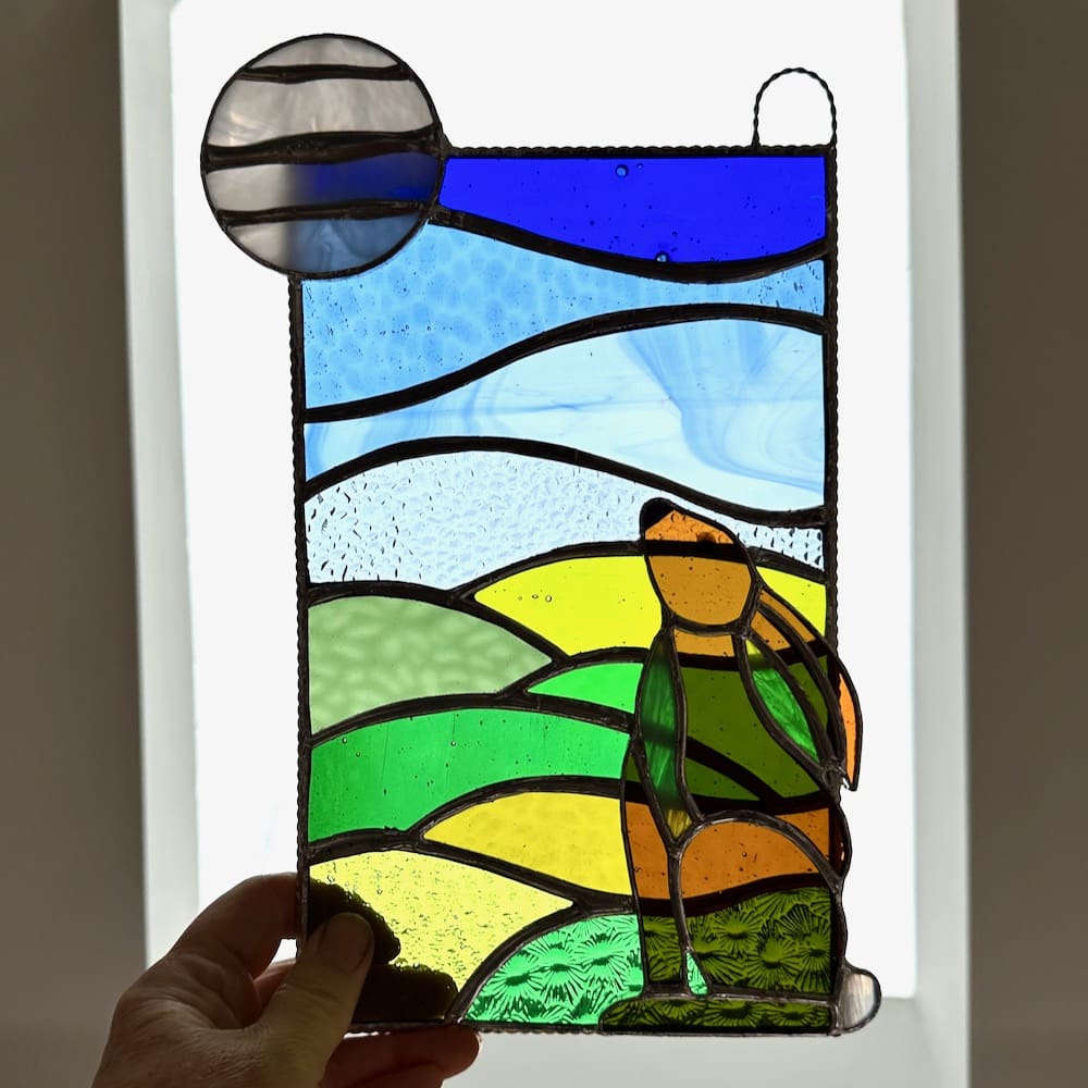 Stained glass hare panel