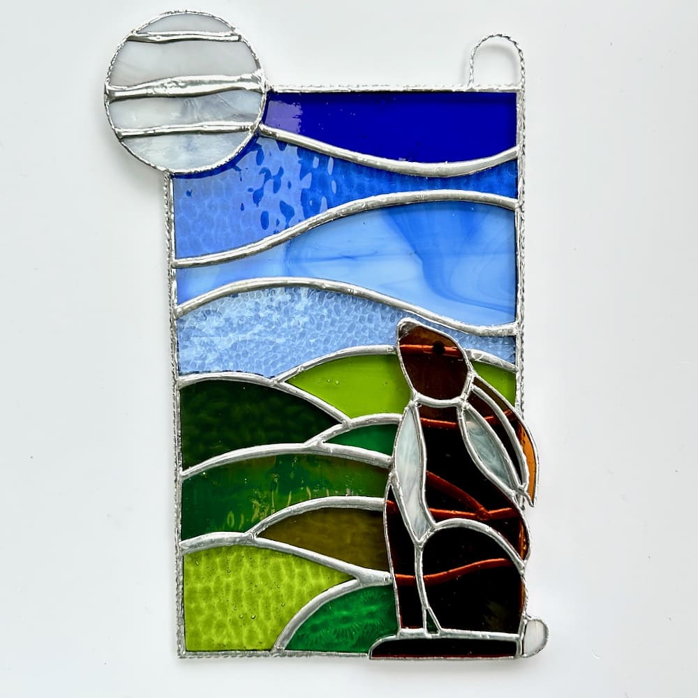 Stained glass hare panel