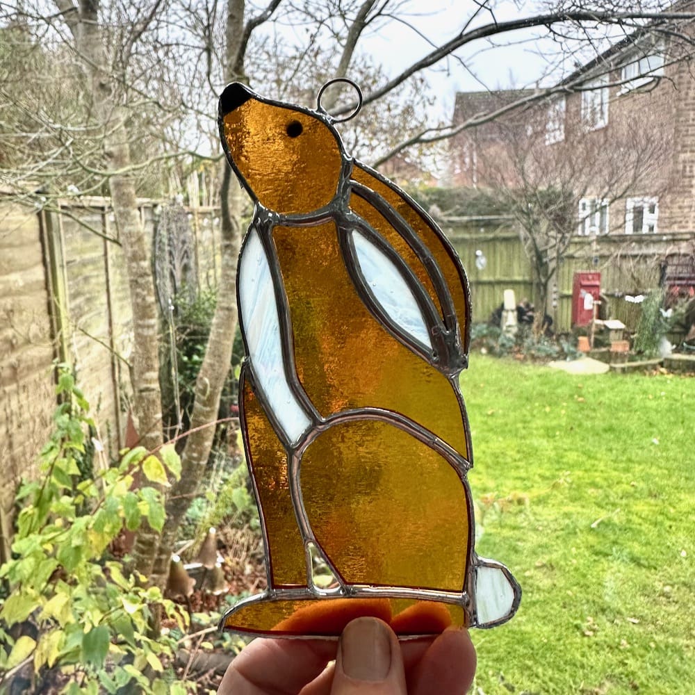 Stained glass hare suncatcher