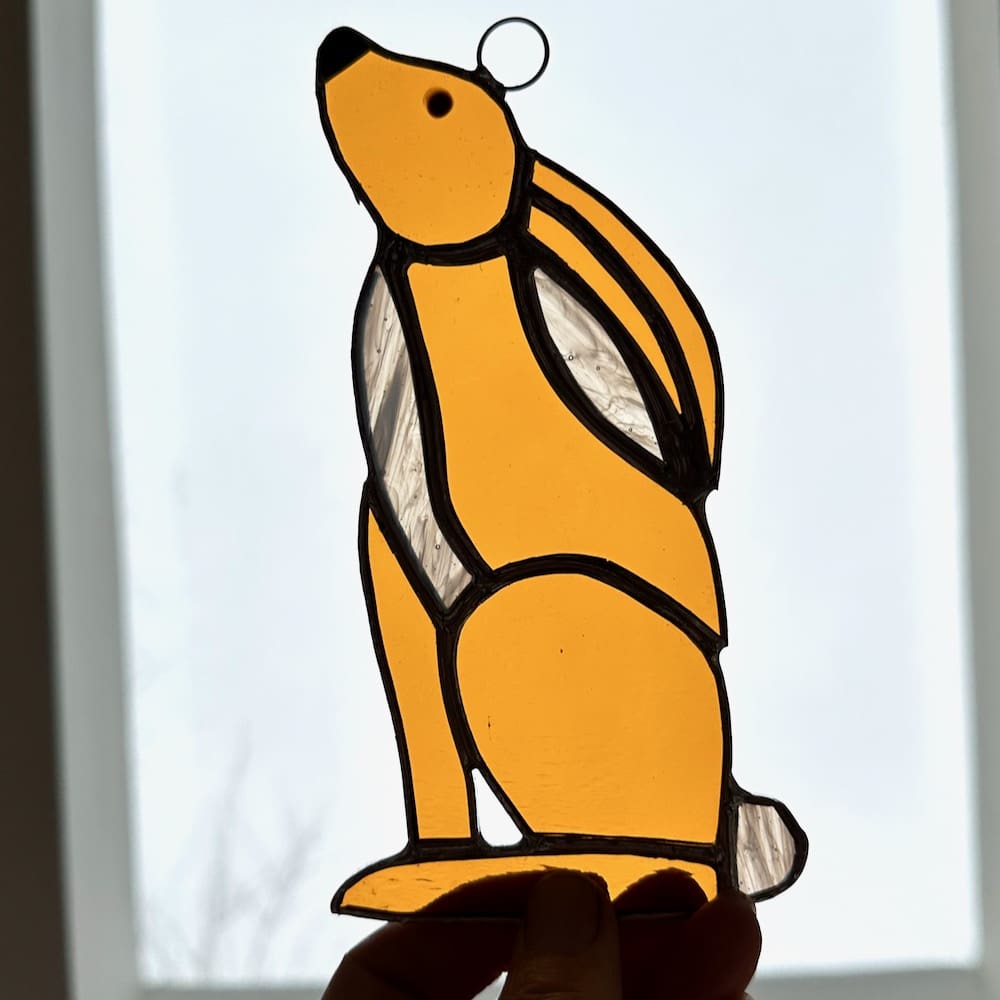 Stained glass hare suncatcher