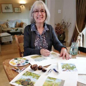 Jenni Robson painting wildlife watercolours