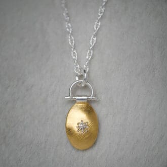 Oval Keum Boo and Cognac Diamond Pendant