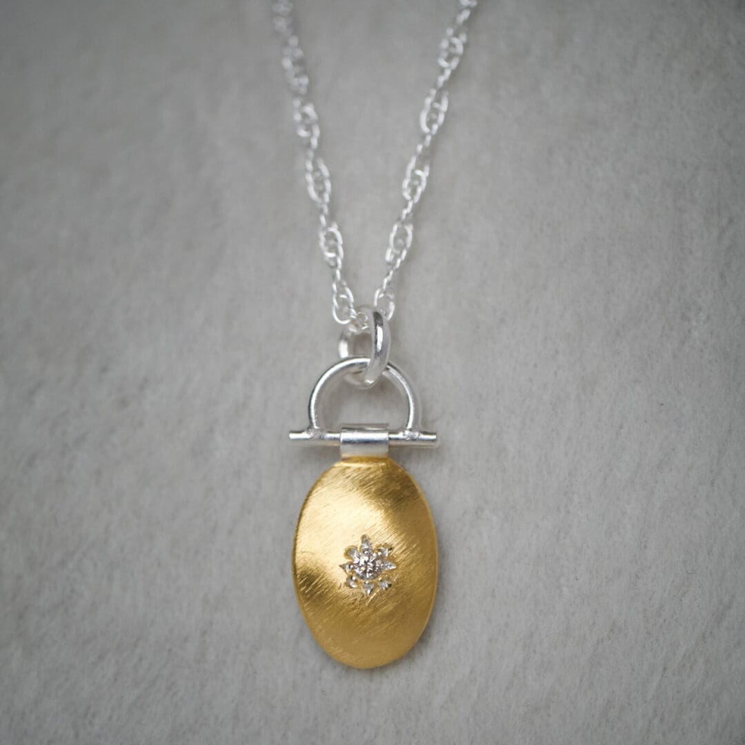 Oval Keum Boo and Cognac Diamond Pendant