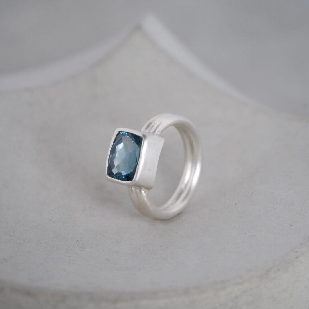 London Blue Topaz and Argentium Silver Ring