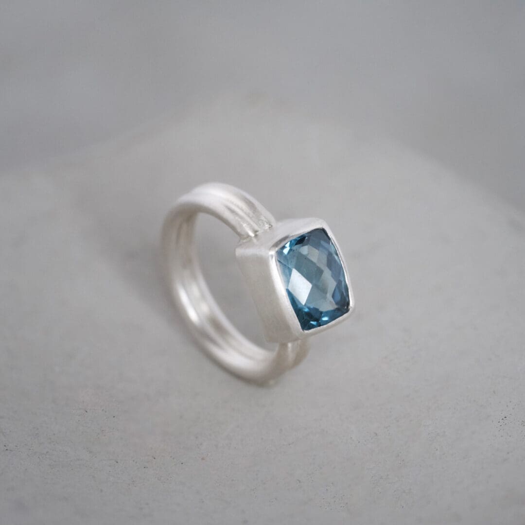 London Blue Topaz and Argentium Silver Ring