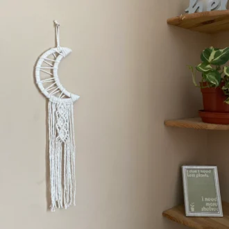 Macrame Moon Wall Hanging made with recycled cotton