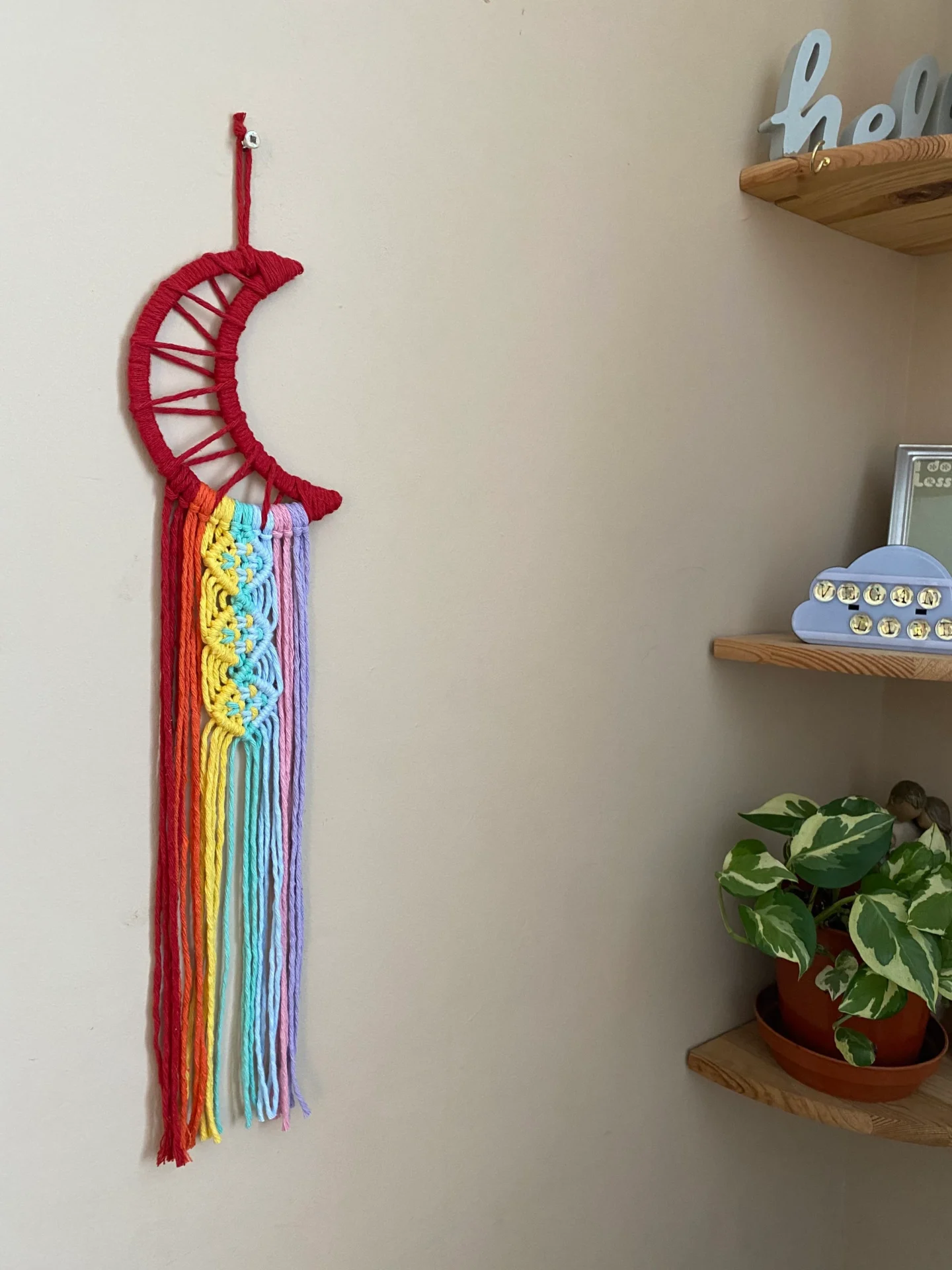 Macrame Moon Wall Hanging made with recycled cotton