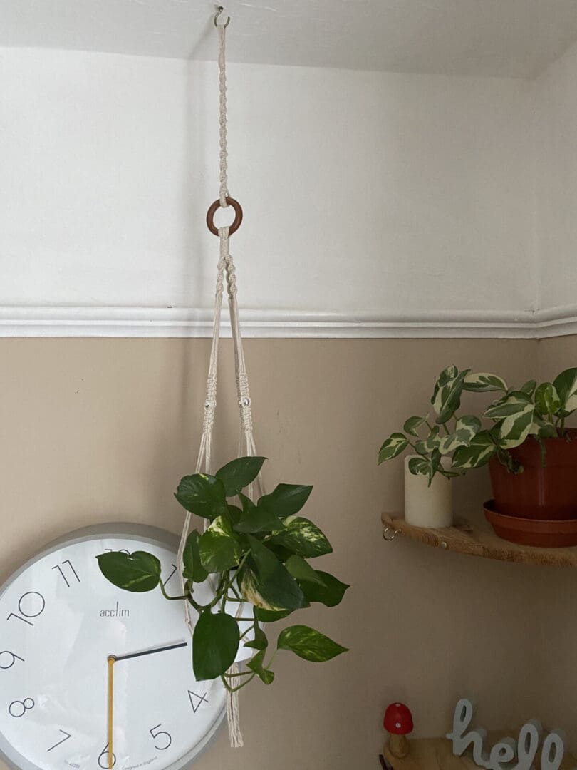 Macrame plant hanger extension, handmade using recycled cotton