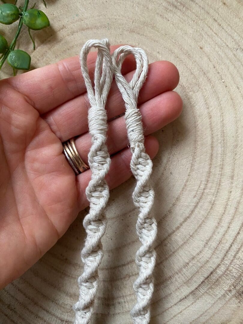 Macrame plant hanger extension, handmade using recycled cotton