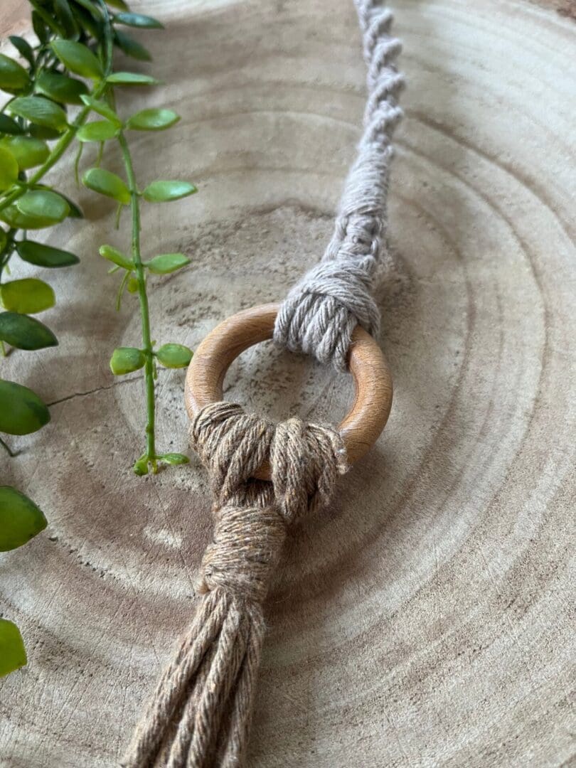 Macrame plant hanger extension, handmade using recycled cotton