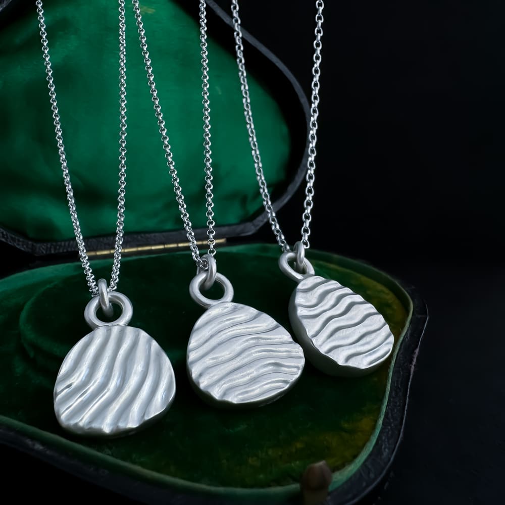 My Jewellery Garden Handmade Recycled Sterling Silver Barnacle Tidal Ripple Reversible Pendants