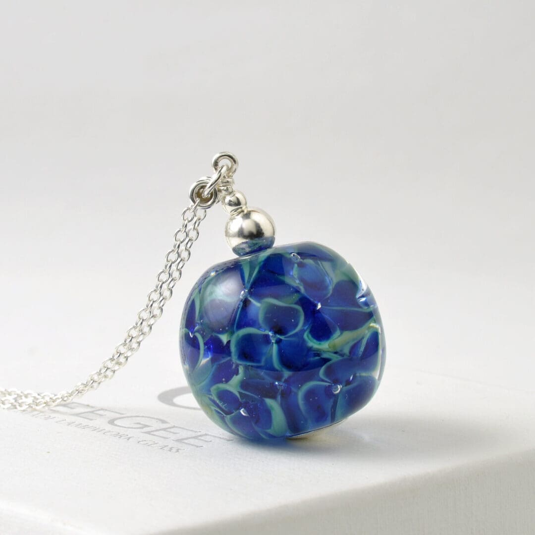 Large Floral Lampwork Glass Pendant