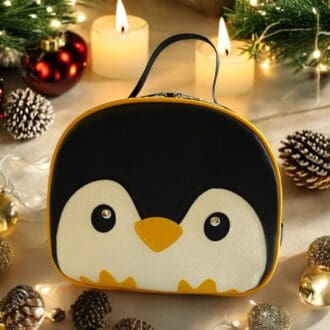 Cute backpack with penguin face grab handle and adjustable straps