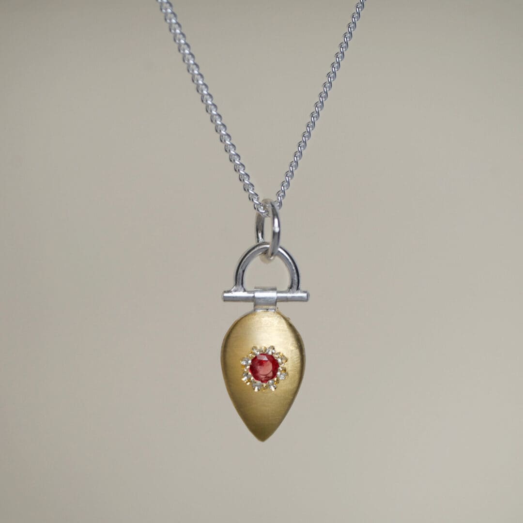 Red Sapphire Keum Boo Pendant