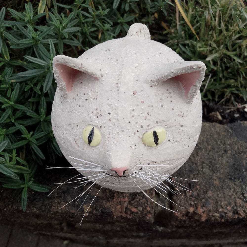 Roly Poly Ceramic White Cat