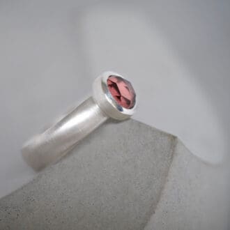 Rose cut garnet and argentium silver ring