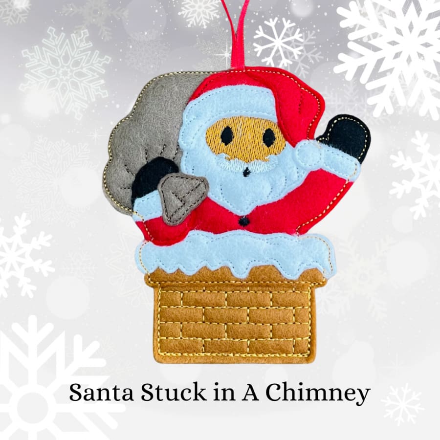 Santa Stuck In A Chimney Gingerbread Hanging Decoration