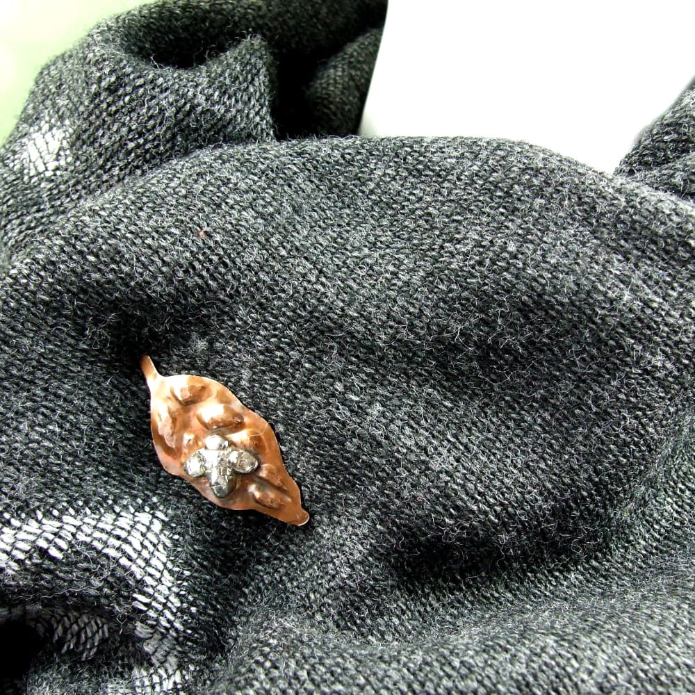 Copper_Leaf_Silver_Bee_Pin_Brooch