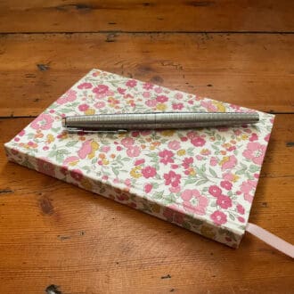 Fabric covered A6 handmade notebook filled with plain paper