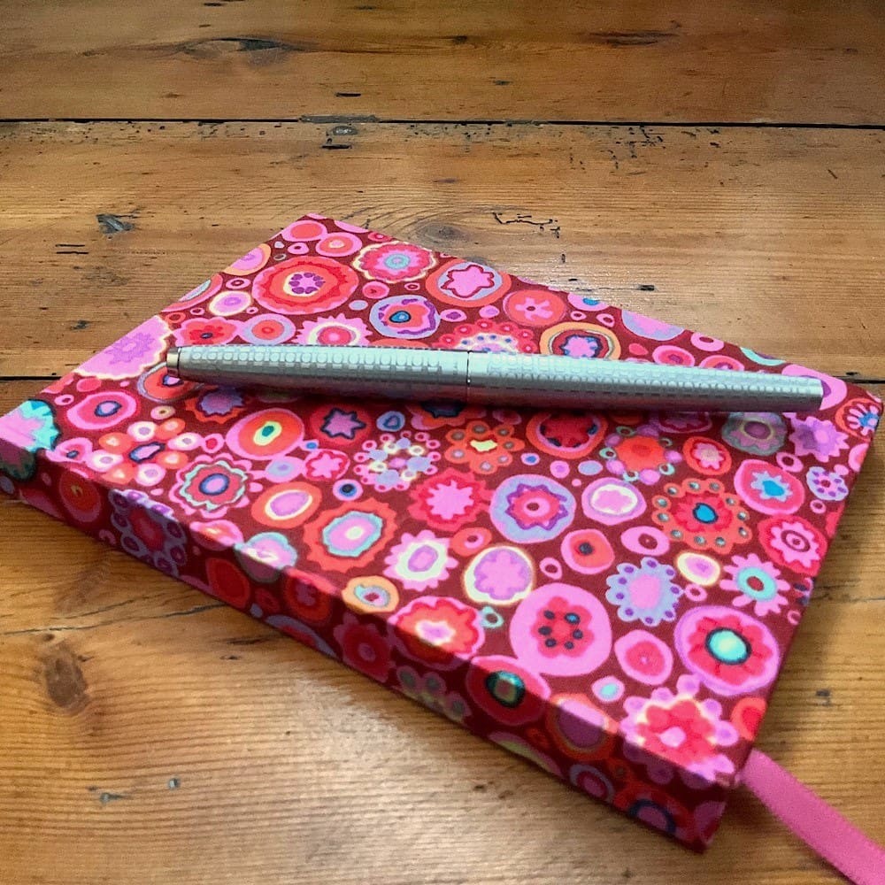 Aa6 fabric covered handmade notebook with lined paper