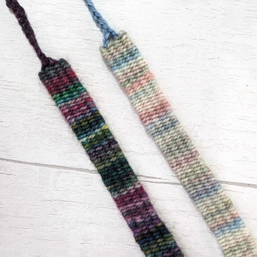 close up of woven bracelets from kit