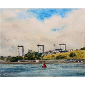 Watercolour painting of Three Towers Devonport Plymouth