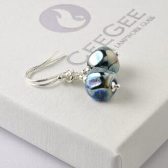 Small Glass Nugget Earrings in Sterling Silver