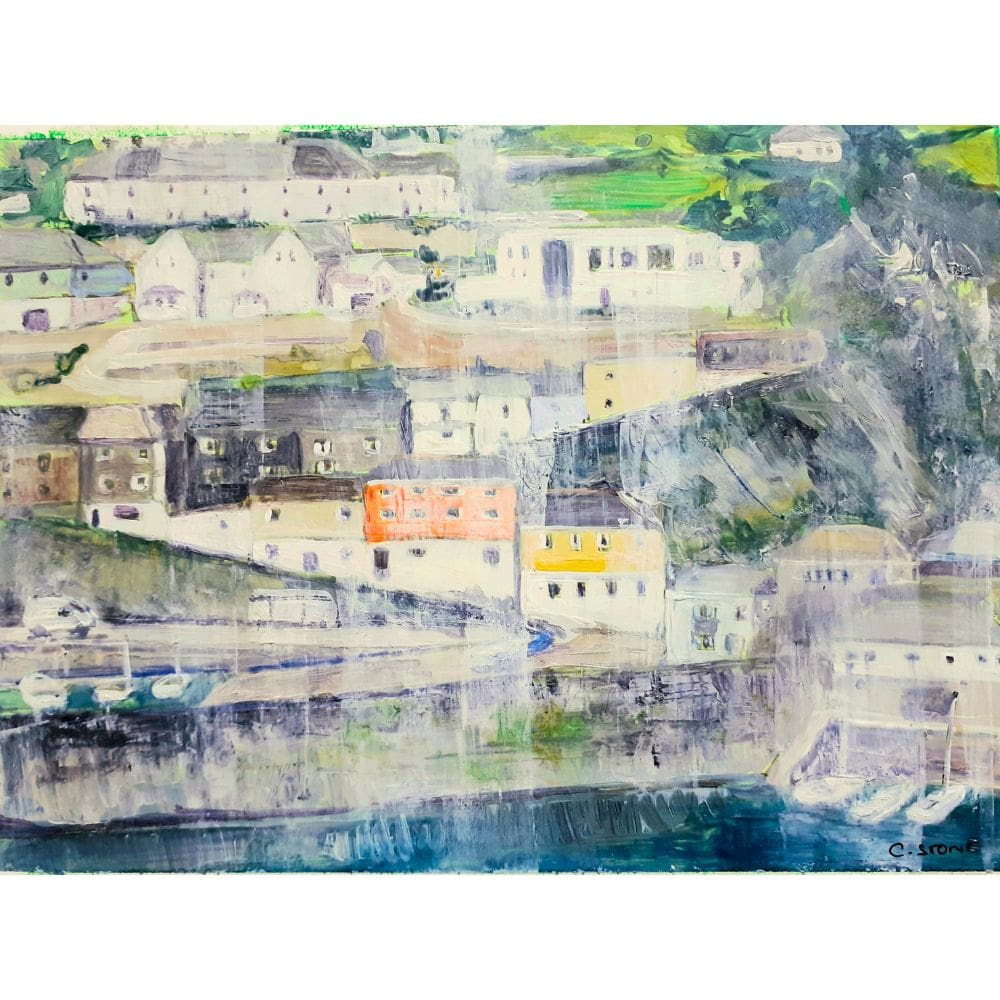 mevagissey acrylic and watercolour on yupo paper